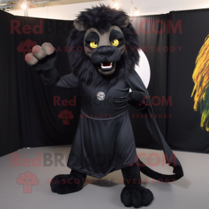 Black Tamer Lion mascot costume character dressed with a Long Sleeve Tee and Scarf clips
