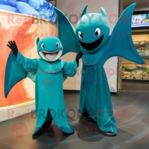 Teal Manta Ray mascotte...