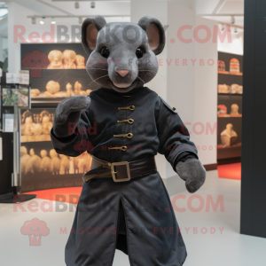 Black Dormouse mascot costume character dressed with a Turtleneck and Belts