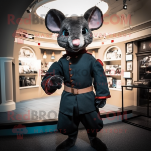 Black Dormouse mascot costume character dressed with a Turtleneck and Belts