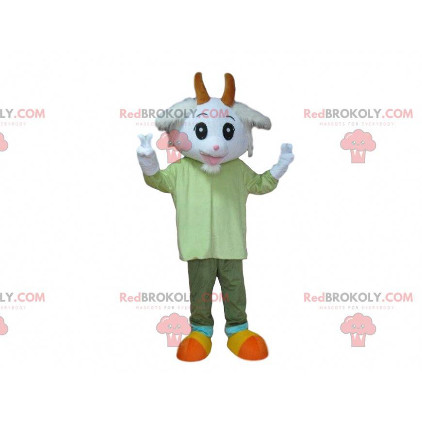 Maskot bílá koza, kozí kostým, beran - Redbrokoly.com