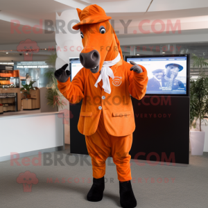 Orange häst maskot kostym...