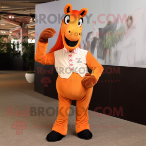 Orange Horse maskot kostume...