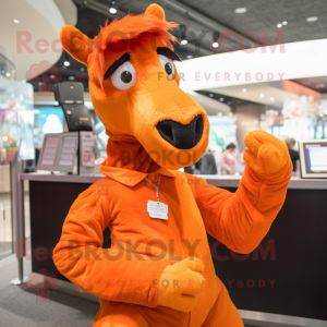 Orange Horse maskot kostume...