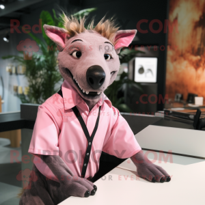 Roze hyena mascotte kostuum...