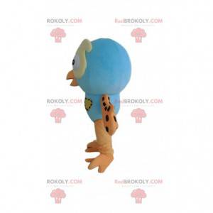 Mascotte gufo blu e arancione, costume da gufo colorato -