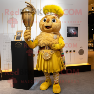 Guld säckpipa maskot kostym...