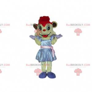 Mascota del ratón con un vestido y pelo rojo. - Redbrokoly.com