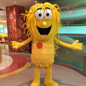 Geel spaghetti mascotte...