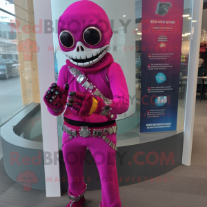 Magenta Undead mascot costume character dressed with a Turtleneck and Bracelet watches