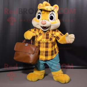 Gul Chipmunk maskot kostume...