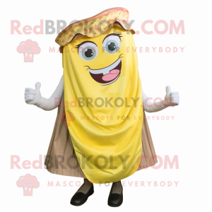 Lemon Yellow Bbq Ribs mascot costume character dressed with a Wrap Skirt and Wraps