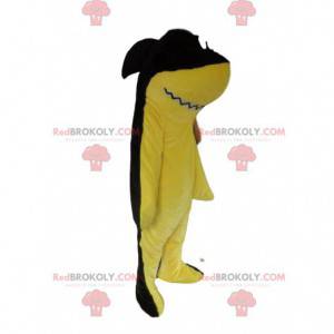 Mascote tubarão amarelo e preto, fantasia de mar -