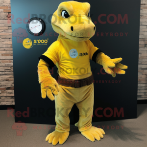 Geel Komodo Dragon mascotte...