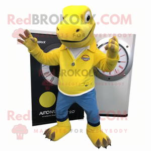 Geel Komodo Dragon mascotte...