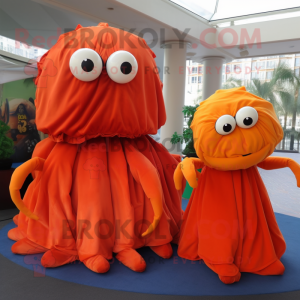 Rust Crab Cakes mascot costume character dressed with a Evening Gown and Scarf clips