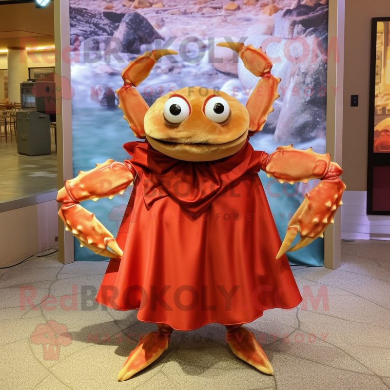 Rust Crab Cakes mascot costume character dressed with a Evening Gown and Scarf clips