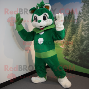 Forest Green Acrobat mascot costume character dressed with a Parka and Gloves