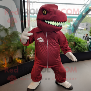 Maroon T Rex mascotte...