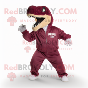 Maroon T Rex maskotdräkt...