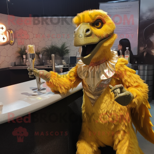 Guld Utahraptor maskot...