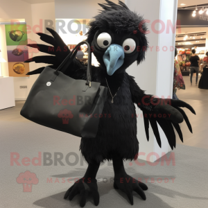 Black Harpy mascot costume character dressed with a Dress Pants and Tote bags