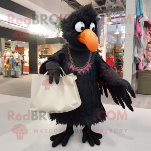 Black Harpy mascot costume character dressed with a Dress Pants and Tote bags