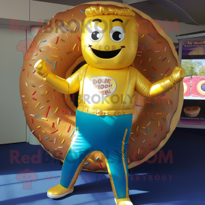 Gold Donut maskot drakt...