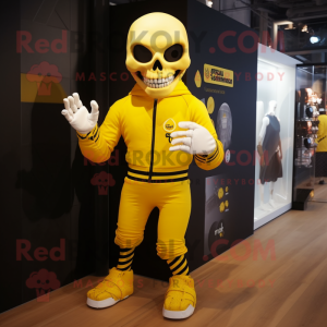 Yellow Skull maskot kostym...