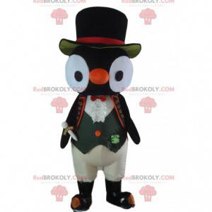 Mascotte grazioso pinguino molto elegante e divertente -