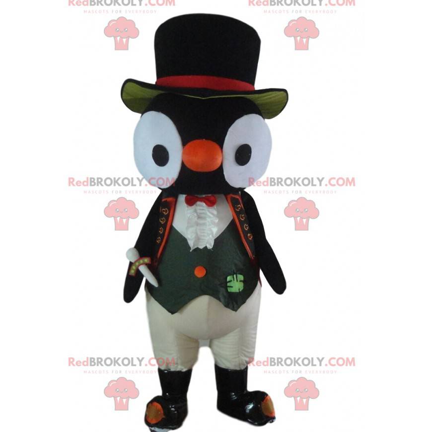 Bonita mascota pingüino muy elegante y entretenida. -