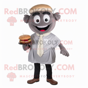 Grå hamburger maskot...