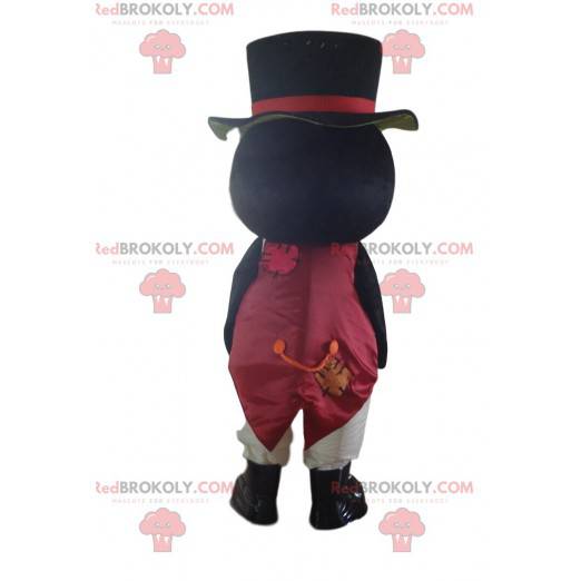 Mascotte grazioso pinguino molto elegante e divertente -