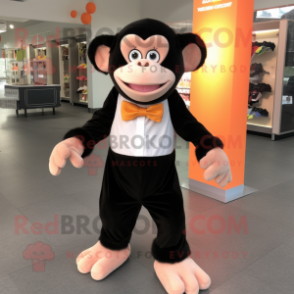 Peach Chimpanzee mascot costume character dressed with a Long Sleeve Tee and Bow ties