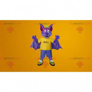 Mascotte de chauve-souris violette et jaune - Redbrokoly.com