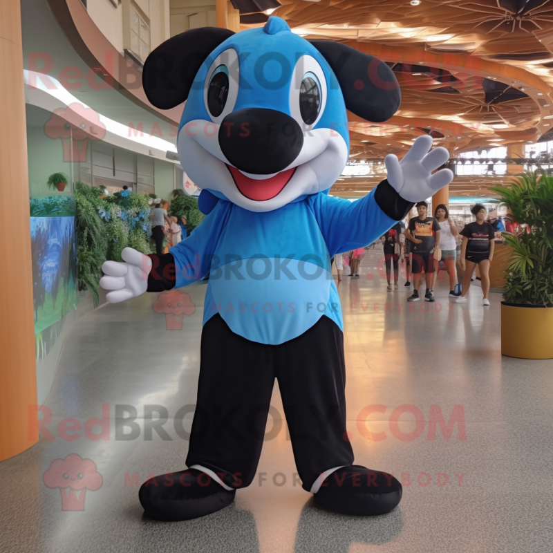 Sky Blue Killer Whale mascot costume character dressed with a Romper and Keychains