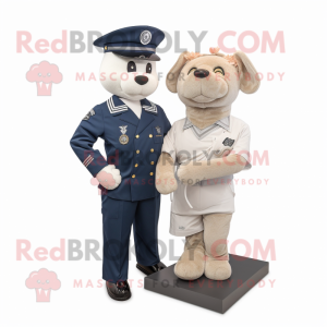 Navy Soldier mascot costume character dressed with a Playsuit and Ties