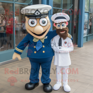 Navy Soldier mascot costume character dressed with a Playsuit and Ties