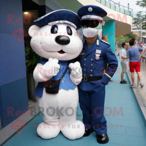 Navy Soldier mascot costume character dressed with a Playsuit and Ties