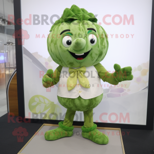 Olive Cauliflower mascot costume character dressed with a Henley Shirt and Brooches