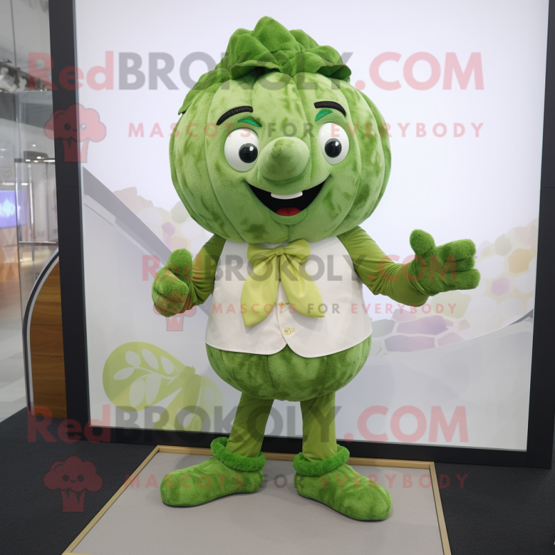 Olive Cauliflower mascot costume character dressed with a Henley Shirt and Brooches Olive Cauliflower mascot costume character dressed with a Henley Shirt and Brooches