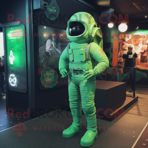 Grön astronaut maskot...