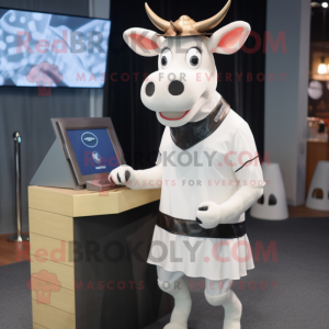 Hvit Jersey Cow maskot...