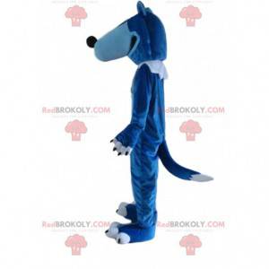 Mascota lobo azul y blanco, disfraz de lobo gigante -