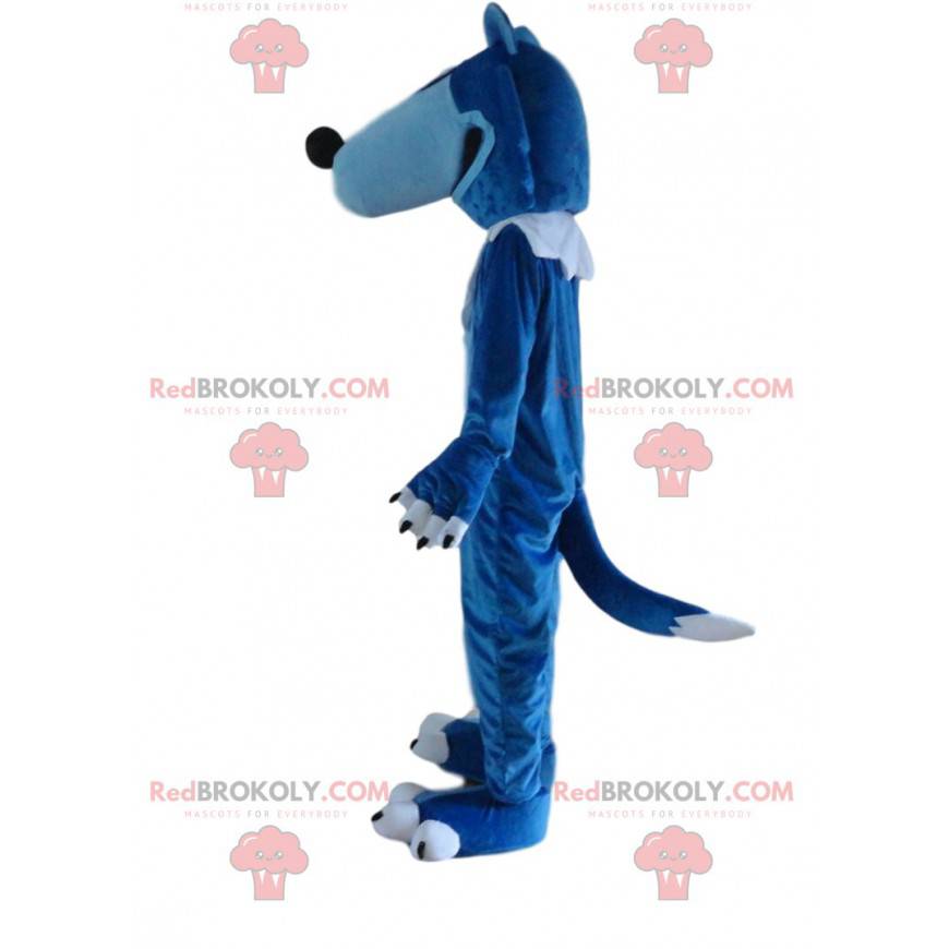 Mascotte de loup bleu et blanc, costume de loup géant -