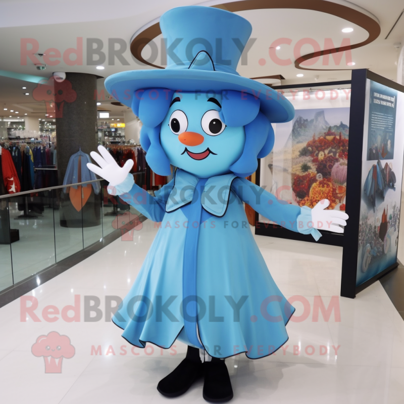 Sky Blue Witch mascot costume character dressed with a Blouse and Bow ties Sky Blue Witch mascot costume character dressed with a Blouse and Bow ties