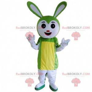 Mascotte de lapin blanc et vert, costume de rongeur -