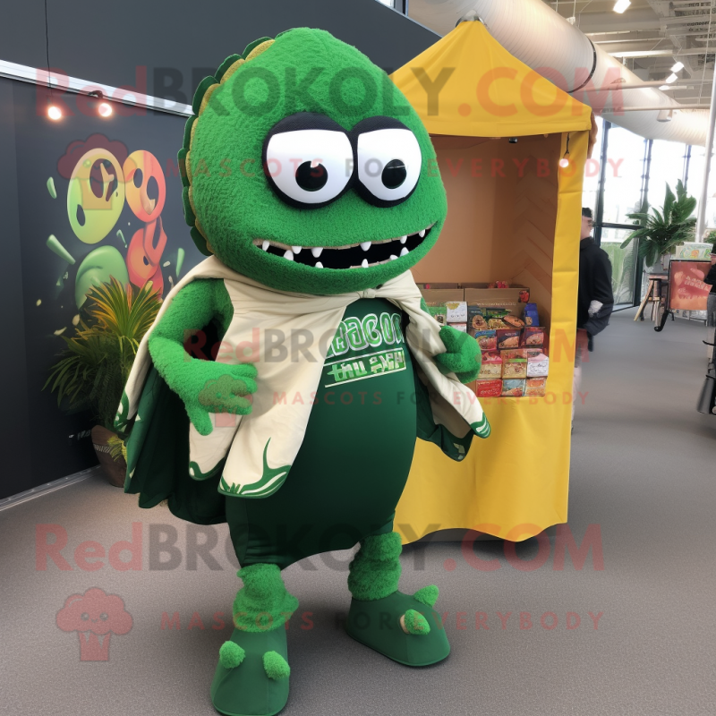 Forest Green Tacos mascot costume character dressed with a Cover-up and Handbags Forest Green Tacos mascot costume character dressed with a Cover-up and Handbags