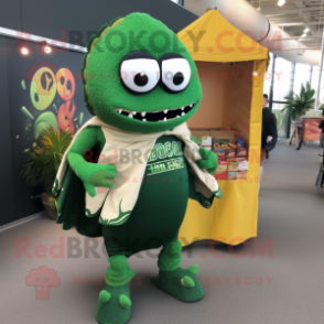 Forest Green Tacos mascot costume character dressed with a Cover-up and Handbags