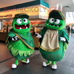 Forest Green Tacos mascot costume character dressed with a Cover-up and Handbags